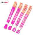 Wholesale dye sublimation custom  pink satin silk printed bracelet ribbon wristbands